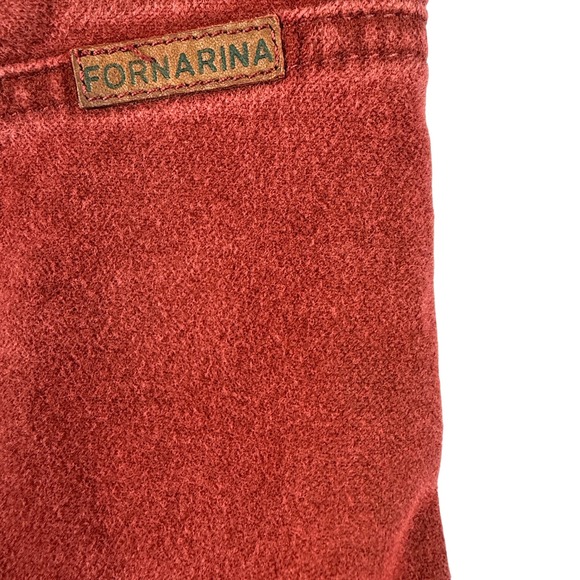 Fornarina Denim Mini Skirt Red Ruffle Button Fly Made in Italy Size Medium - Picture 8 of 9